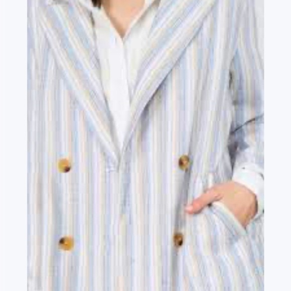WhiteRoom + Cactus Linen Blend Striped Blazer‎ Size Large - Picture 14 of 14
